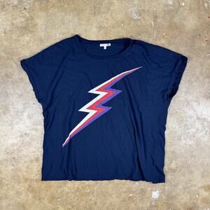 Sundry Women’s Lightning Bolt Graphic Navy Blue Sleeveless Shirt Size 2 M/L